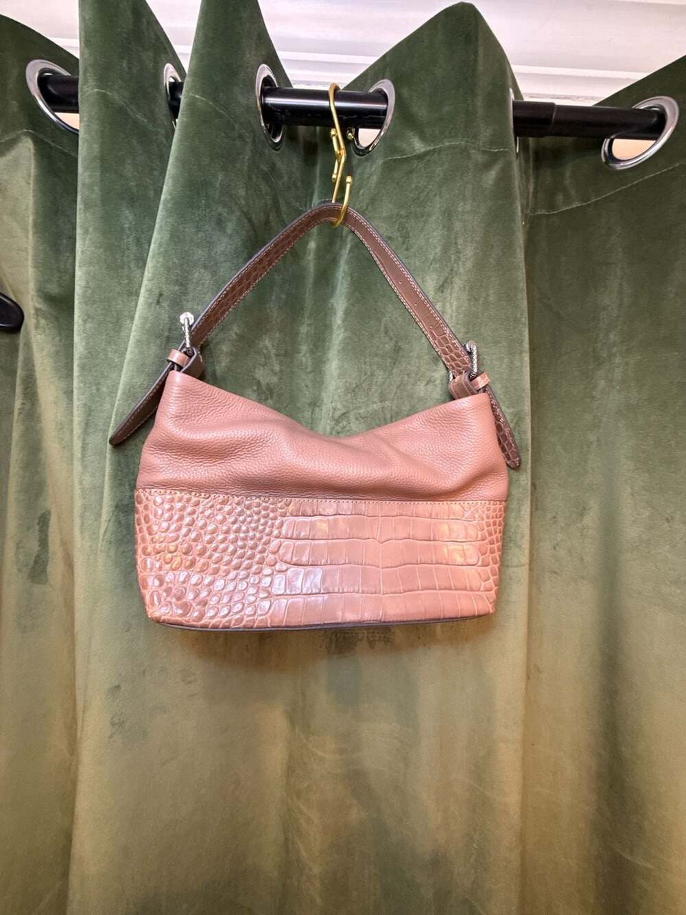 Vince Camuto Soph Shoulder Bag in Cashmear Color Pebbled and Croc-Embossed Leath